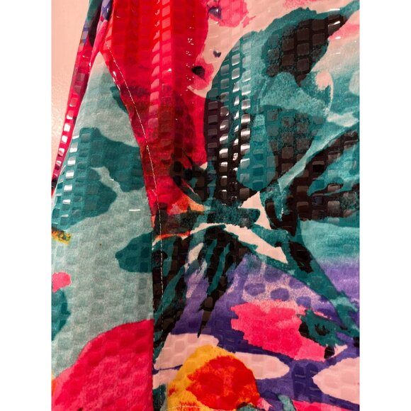 Erin London Bright Floral Glossy Zip Up Fitted Vintage‎ Y2K Size XXL - Picture 2 of 9